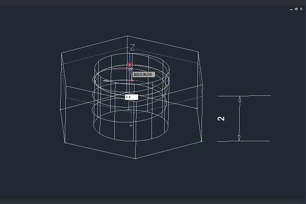 图：使用3D夹点修改六角螺母的高度