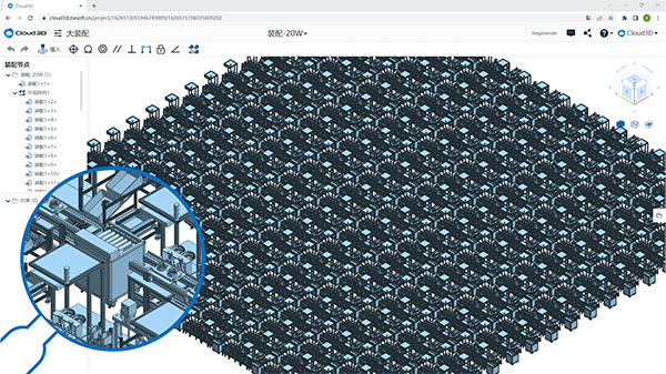 Cloud3D 20W+组件生产车间装配渲染