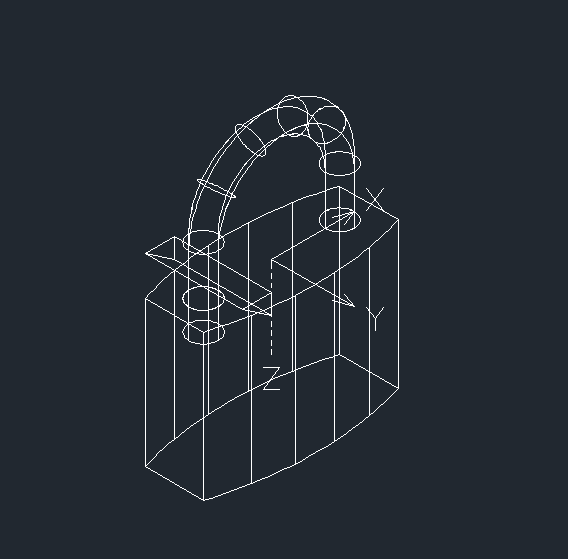 CAD绘制三维锁