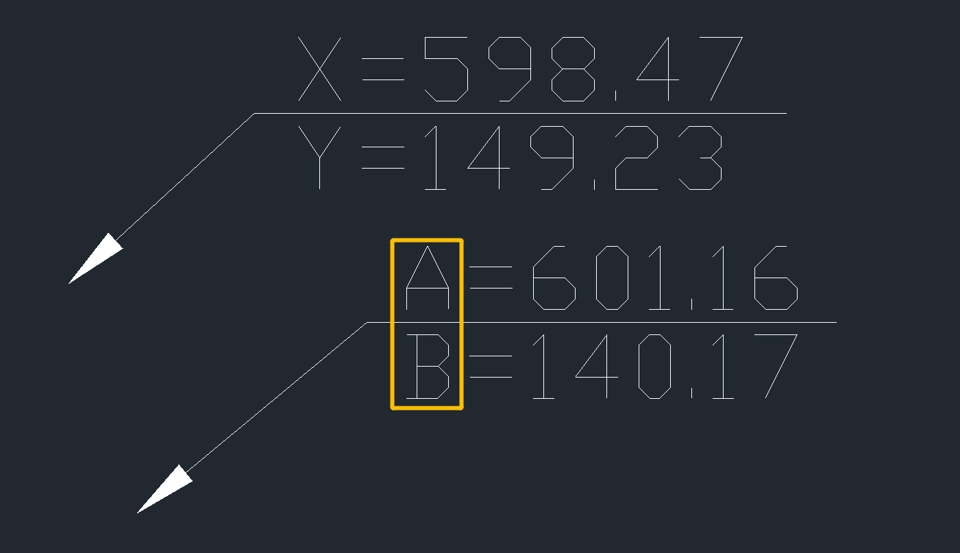 使用CAD将坐标标注的坐标轴X/Y调整为A/B的方法